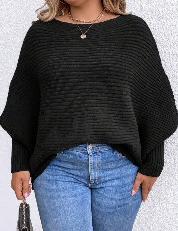 Pulover Shein Curve+, negru