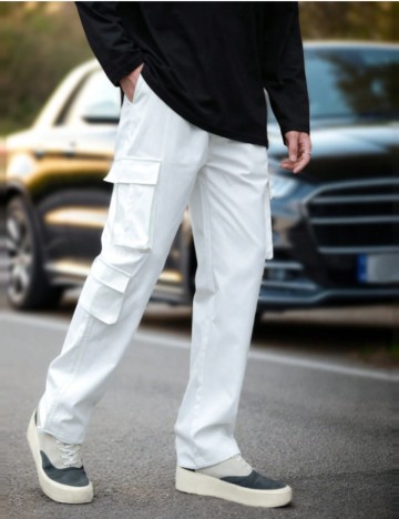 Pantaloni Shein MANFINITY, alb