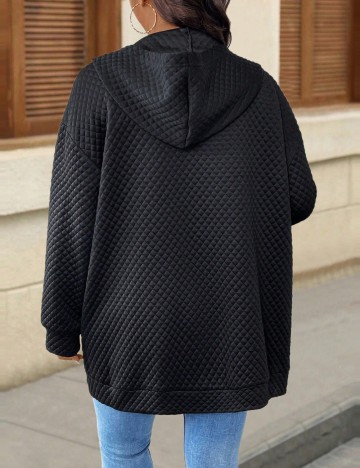 Hanorac Cu Fermoar Shein Curve+, negru