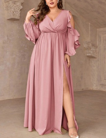 Rochie maxi Shein Curve+, roz