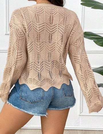 Pulover cu nasturi Shein Curve+, bej