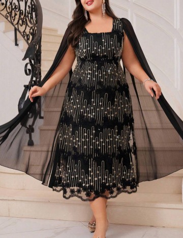 Rochie midi Shein Curve+, negru