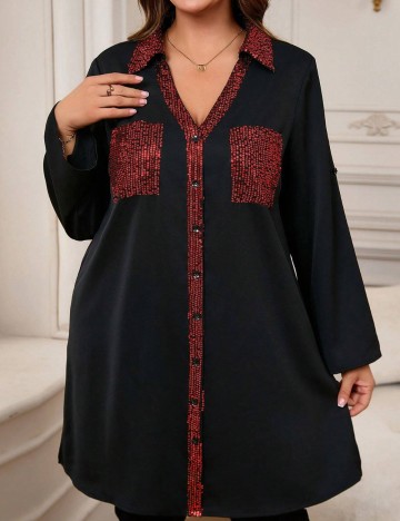 Cămașă Shein Curve+ Emery Rose, negru