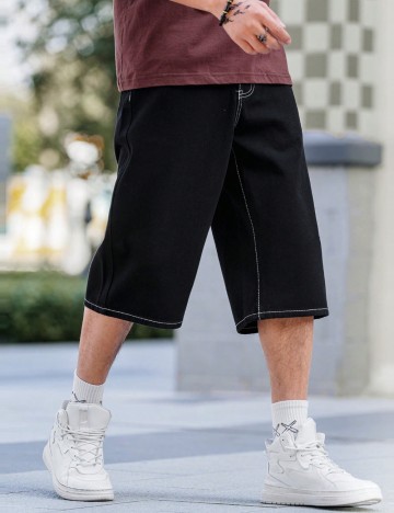 Pantaloni 3/4 Shein MANFINITY, negru