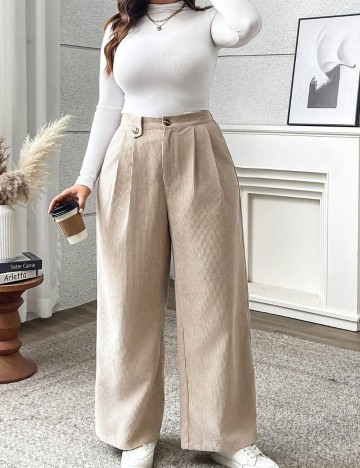 Pantaloni Shein Curve+, bej