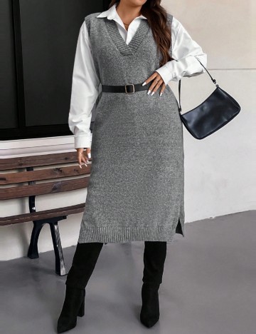 Rochie maxi Shein Curve+, gri