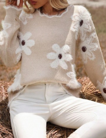 Pulover Shein Curve+, crem