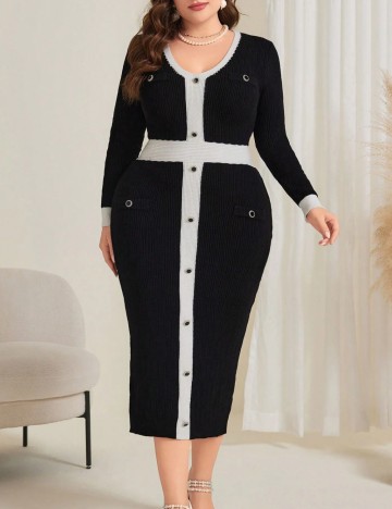 Rochie midi Shein Curve+, negru