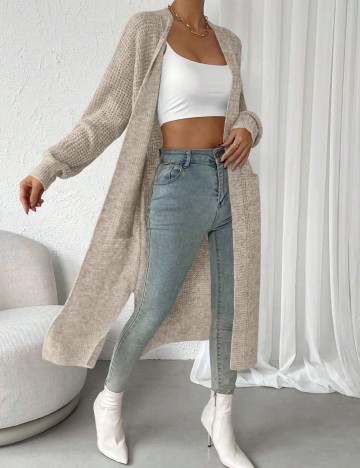 Cardigan lung Shein, bej