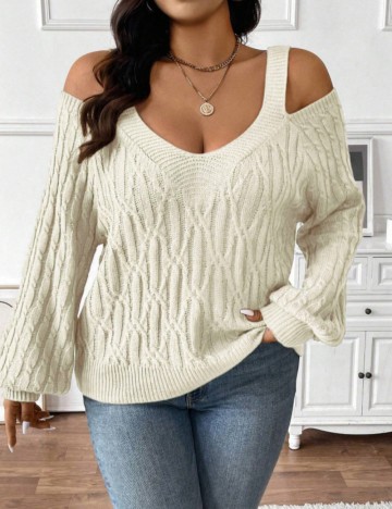 Pulover Shein Curve+, crem