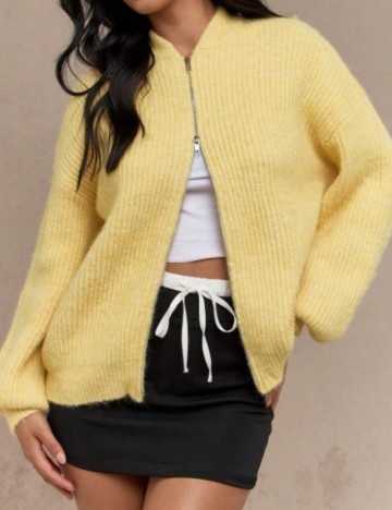 Pulover cu fermoar Shein Missguided, galben