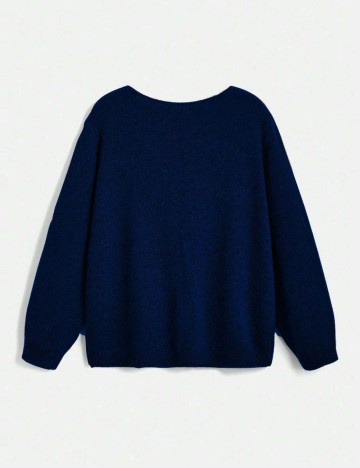 Pulover Shein Curve+, albastru
