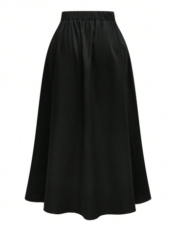 Fustă midi Shein Curve+, negru