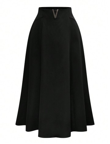 Fustă midi Shein Curve+, negru