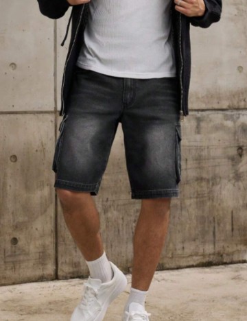 Pantaloni scurți de blugi Shein X, negru