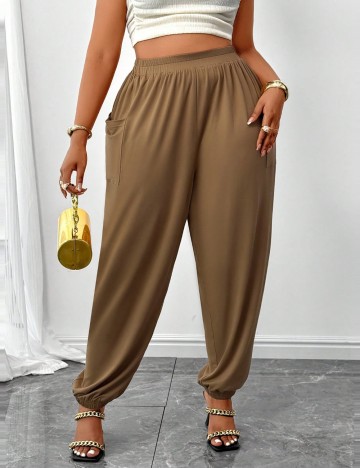 Pantaloni Shein Curve+, maro