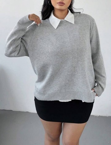 Pulover Shein Curve+, gri