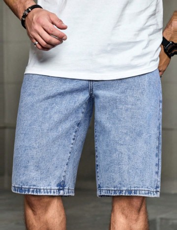 Pantaloni scurți de blugi Shein MANFINITY, albastru