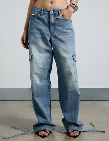 Jeans Shein AIIRZ, albastru