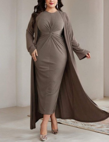 Set Rochie și Cardigan Shein Curve+, bej