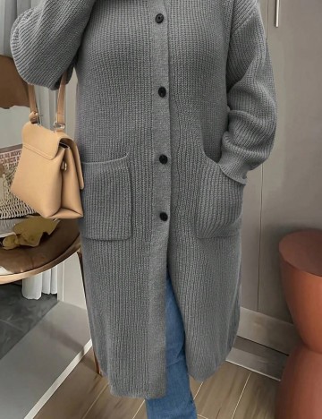 Cardigan lung Shein Curve+, gri