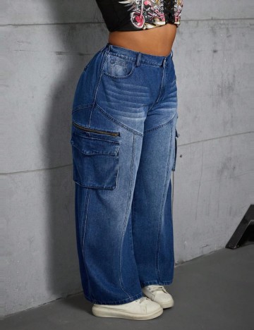 Jeans Shein Curve+, albastru
