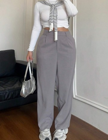 Pantaloni Shein Curve+, gri