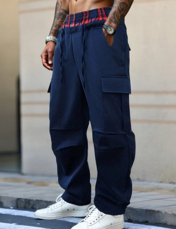 Pantaloni Shein MANFINITY, albastru