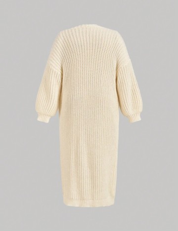 Cardigan lung Shein Curve+, crem