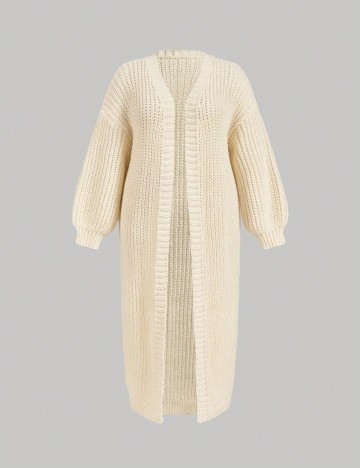 Cardigan lung Shein Curve+, crem