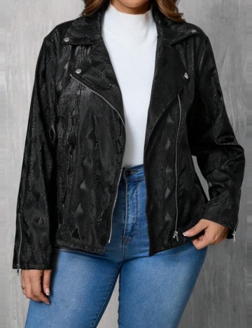Jachetă de piele Shein Curve+, negru