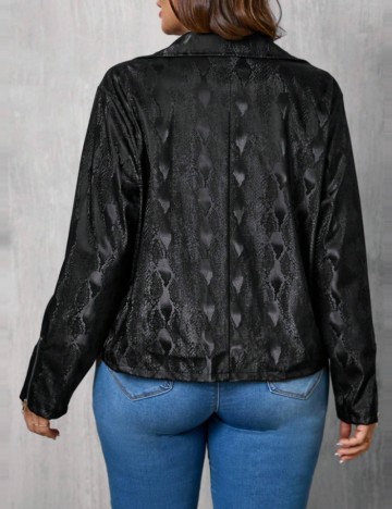 Jachetă de piele Shein Curve+, negru