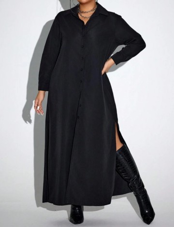Rochie tip cămașă Shein Curve+, negru