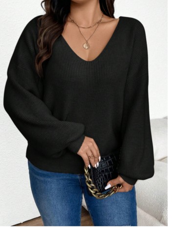 Pulover Shein Curve+, negru