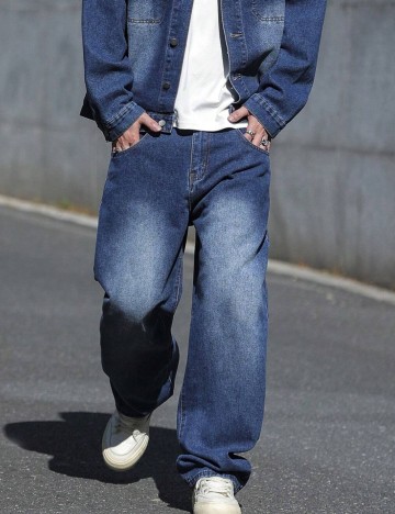 Jeans Shein MANFINITY, albastru