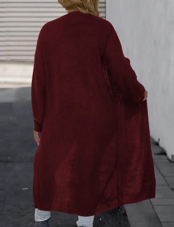 Cardigan lung Shein Curve+, vișiniu