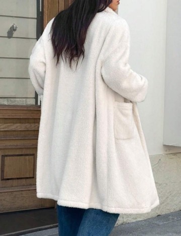 Cardigan lung Shein, crem