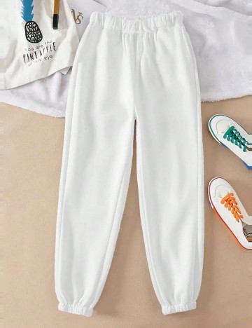 Pantaloni de trening Shein, alb
