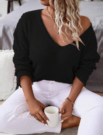 Pulover Shein Curve+, negru