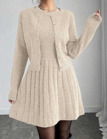 Set Rochie și Cardigan Shein, bej