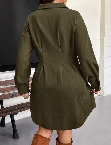 Rochie tip cămașă Shein Curve+, kaki