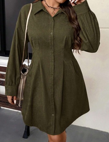 Rochie tip cămașă Shein Curve+, kaki