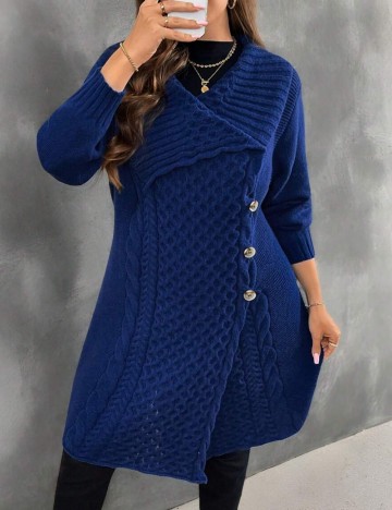 Cardigan Shein Curve+, albastru