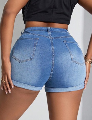 Pantaloni scurți de blugi Shein Curve+, albastru