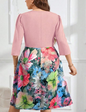 Rochie midi Shein Curve+, mix culori
