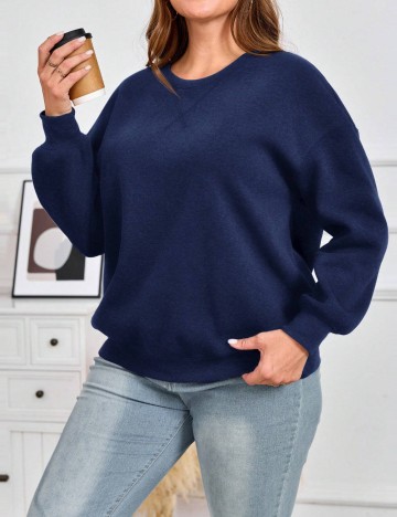 Bluză Shein Curve+ Emery Rose, albastru
