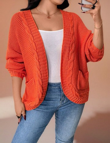 Cardigan Shein Curve+, portocaliu