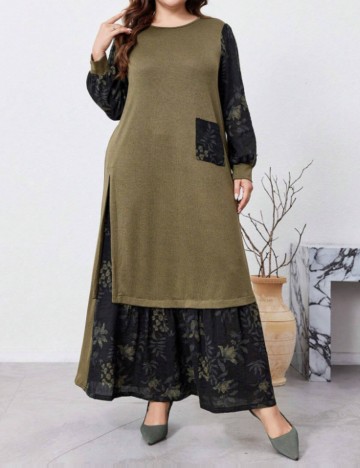 Rochie maxi Shein Curve+, verde