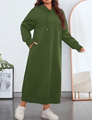 Rochie tip hanorac Shein Curve+, verde