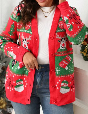 Cardigan Shein Curve+, mix culori